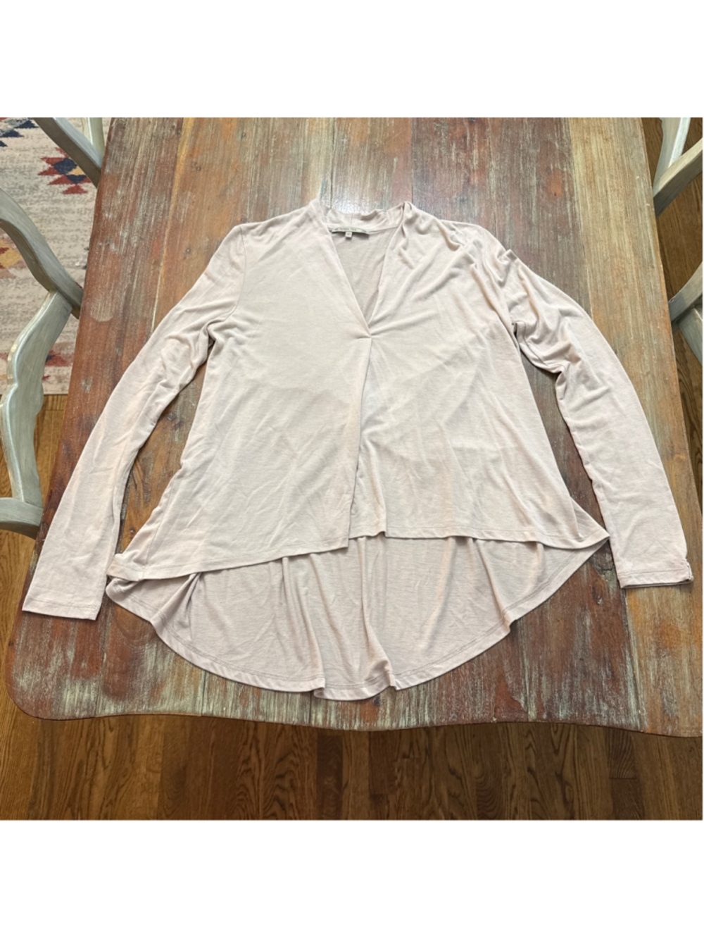 Patrizia Pepe Italy Drape Front High Low Top Blouse Nude Beige Size 1 Small